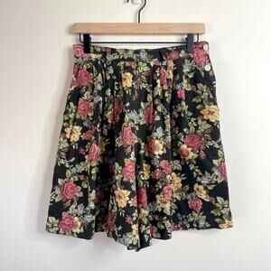 Vintage Floral Shorts Medium High Waist 90s Dark Academia Cottagecore Romantic